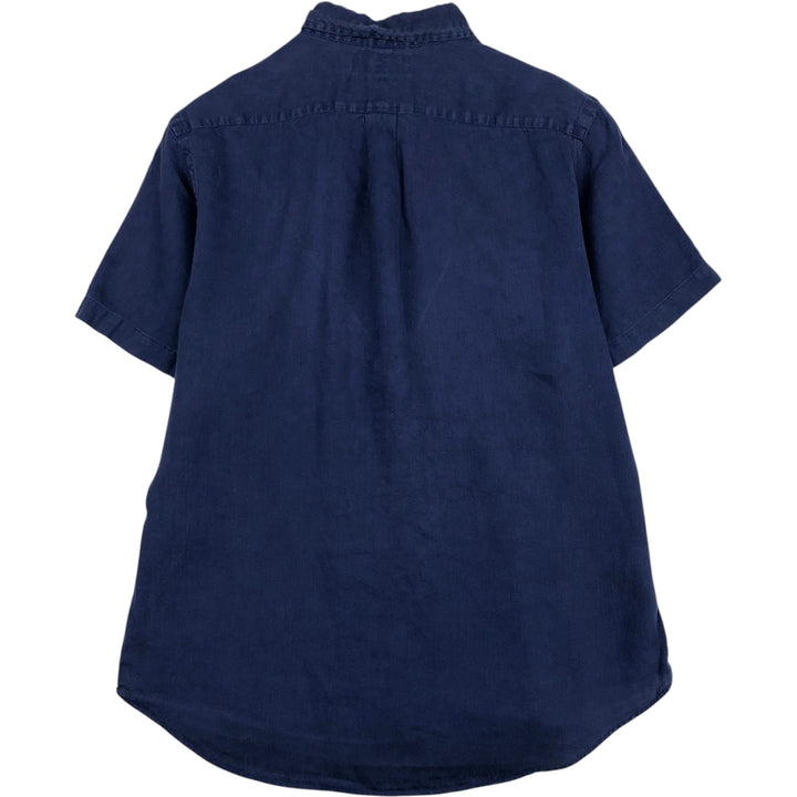 Ralph Lauren Custom Fit Short Sleeve Linen Button-Down Shirt, Men's Size L linen blue type Vintage Second Hand
