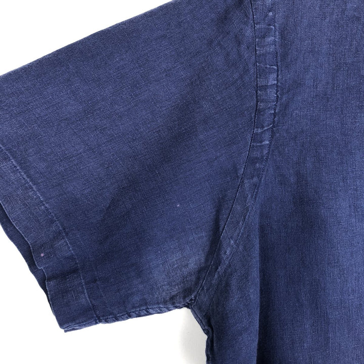 Ralph Lauren Custom Fit Short Sleeve Linen Button-Down Shirt, Men's Size L linen blue type Vintage Second Hand