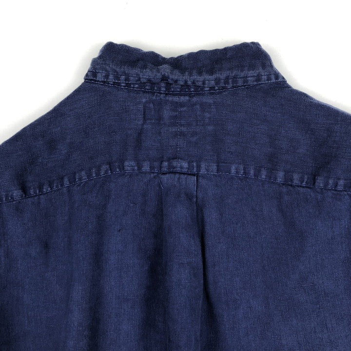 Ralph Lauren Custom Fit Short Sleeve Linen Button-Down Shirt, Men's Size L linen blue type Vintage Second Hand