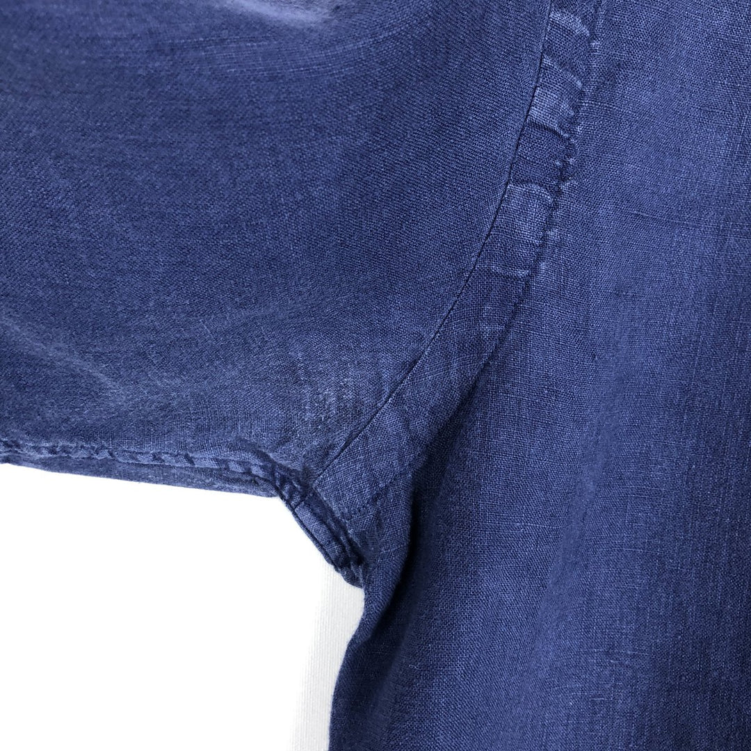 Ralph Lauren Custom Fit Short Sleeve Linen Button-Down Shirt, Men's Size L linen blue type Vintage Second Hand