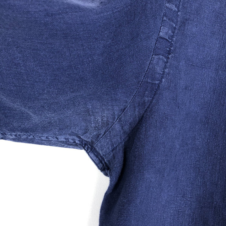 Ralph Lauren Custom Fit Short Sleeve Linen Button-Down Shirt, Men's Size L linen blue type Vintage Second Hand