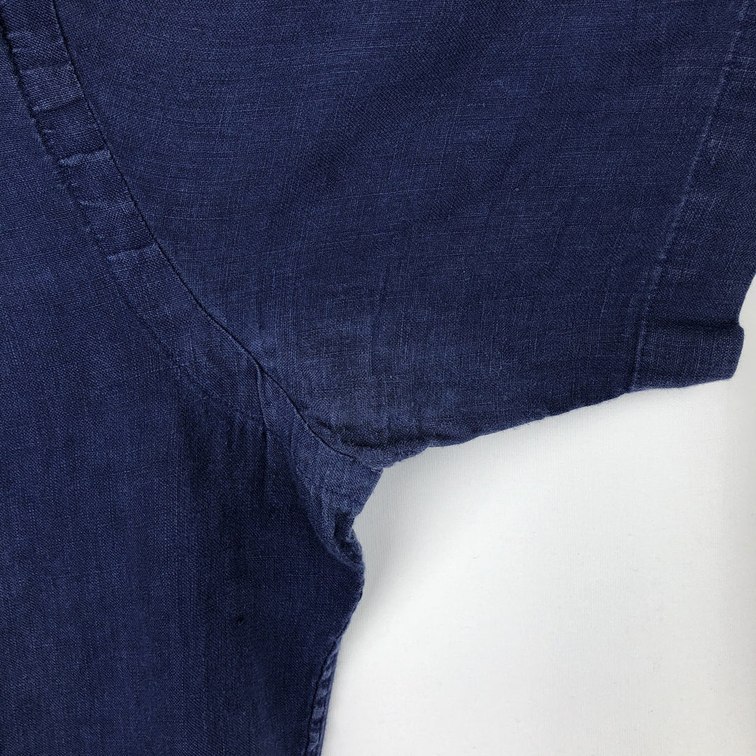 Ralph Lauren Custom Fit Short Sleeve Linen Button-Down Shirt, Men's Size L linen blue type Vintage Second Hand
