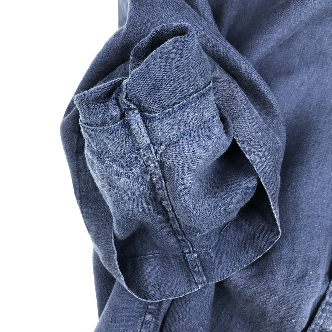 Ralph Lauren Custom Fit Short Sleeve Linen Button-Down Shirt, Men's Size L linen blue type Vintage Second Hand