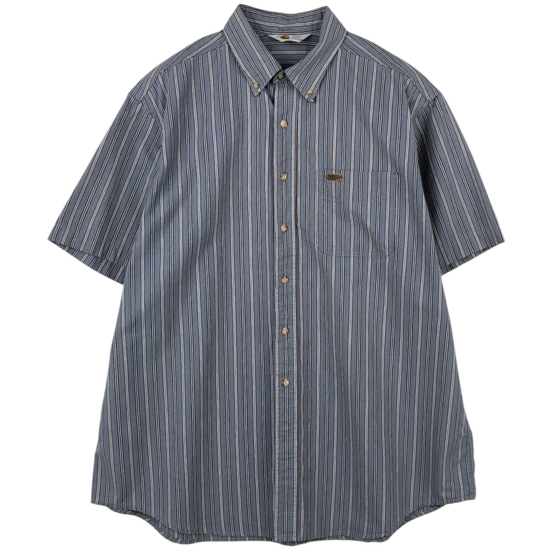 Carhartt Stripe Pattern Button-Down Short Sleeve Work Shirt, Men's Size XL unclear gray type Vintage Second Hand