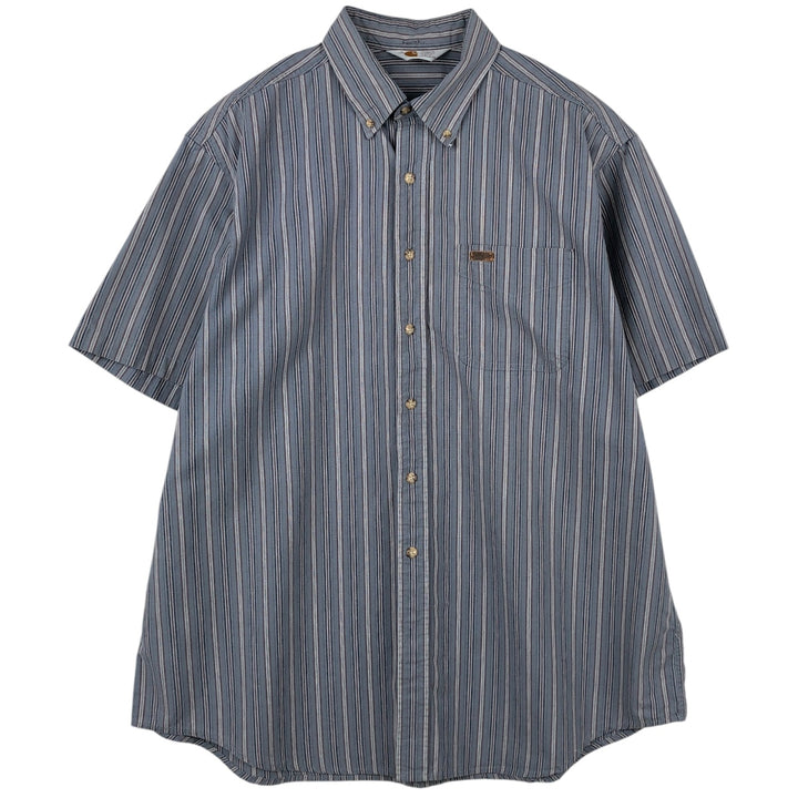 Carhartt Stripe Pattern Button-Down Short Sleeve Work Shirt, Men's Size XL unclear gray type Vintage Second Hand