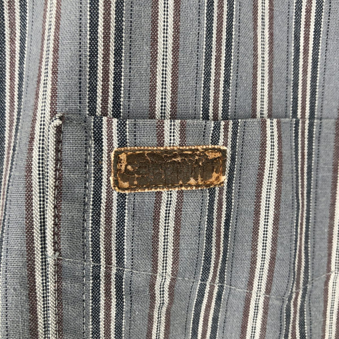 Carhartt Stripe Pattern Button-Down Short Sleeve Work Shirt, Men's Size XL unclear gray type Vintage Second Hand