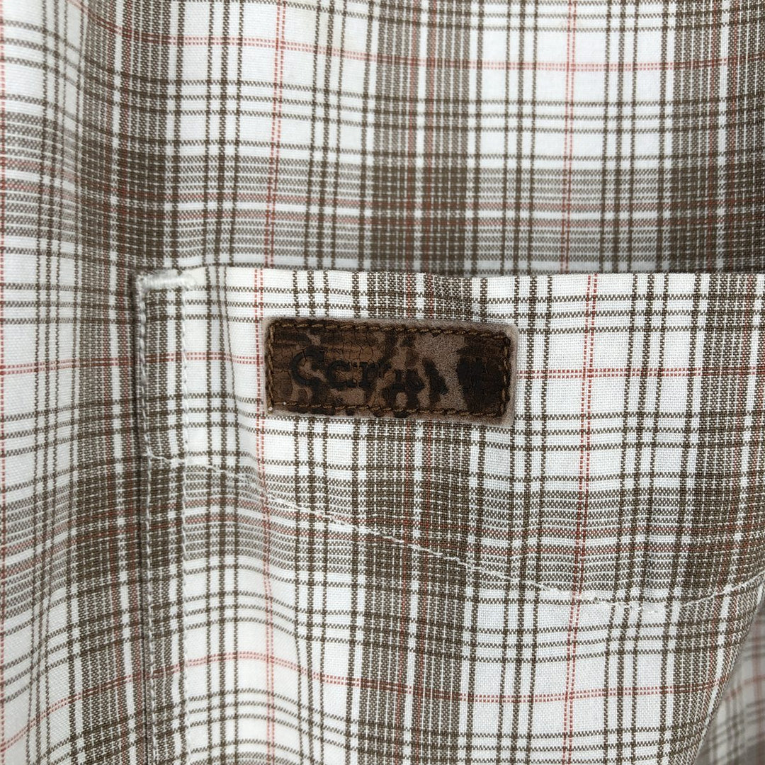 Carhartt Check Pattern Button-down Short Sleeve Work Shirt, Men's Size L cotton white type Vintage Second Hand