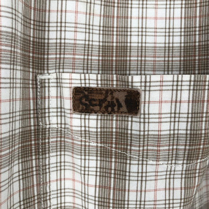 Carhartt Check Pattern Button-down Short Sleeve Work Shirt, Men's Size L cotton white type Vintage Second Hand