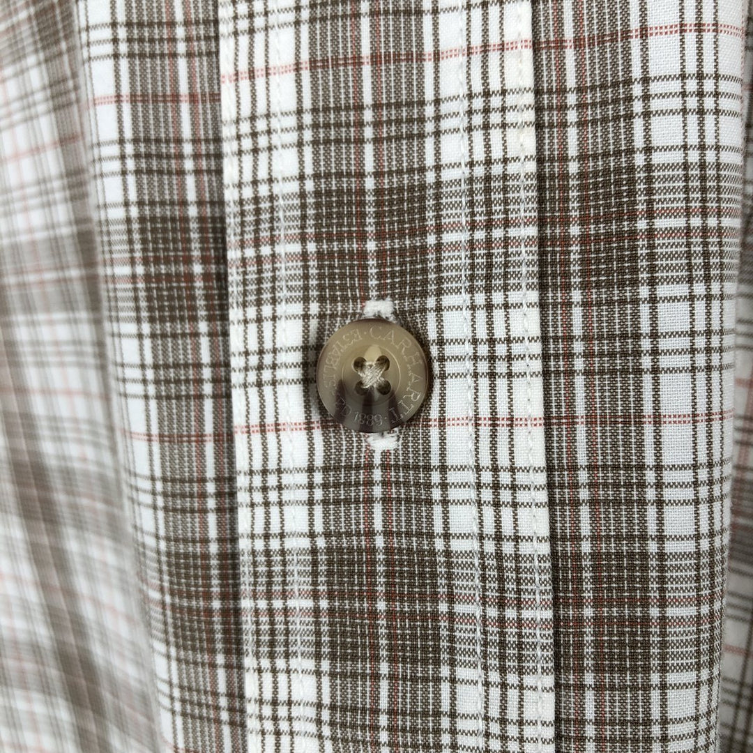 Carhartt Check Pattern Button-down Short Sleeve Work Shirt, Men's Size L cotton white type Vintage Second Hand