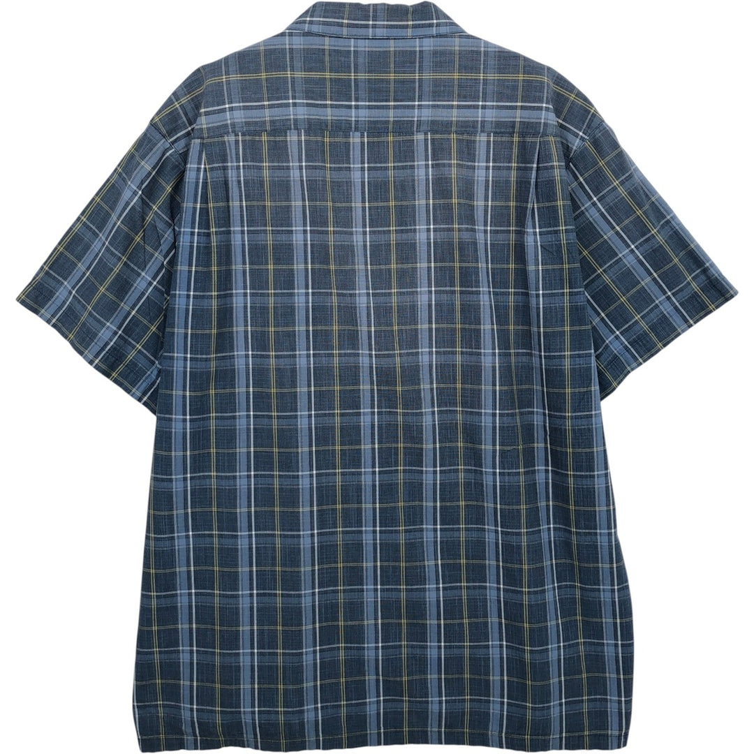 Columbia Short-Sleeve Cotton Check Shirt, Men's Size XL (approx.) cotton navy blue type Vintage Second Hand