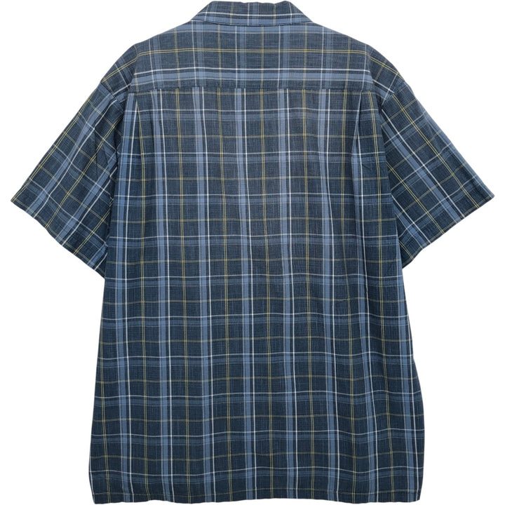 Columbia Short-Sleeve Cotton Check Shirt, Men's Size XL (approx.) cotton navy blue type Vintage Second Hand