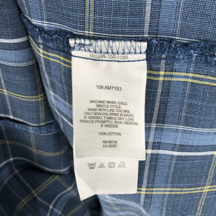 Columbia Short-Sleeve Cotton Check Shirt, Men's Size XL (approx.) cotton navy blue type Vintage Second Hand
