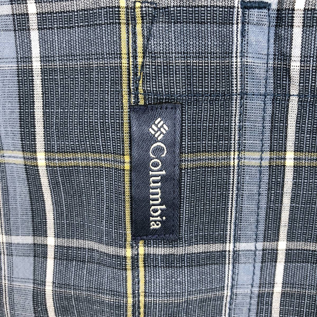 Columbia Short-Sleeve Cotton Check Shirt, Men's Size XL (approx.) cotton navy blue type Vintage Second Hand