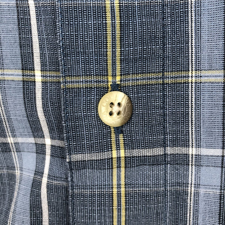 Columbia Short-Sleeve Cotton Check Shirt, Men's Size XL (approx.) cotton navy blue type Vintage Second Hand