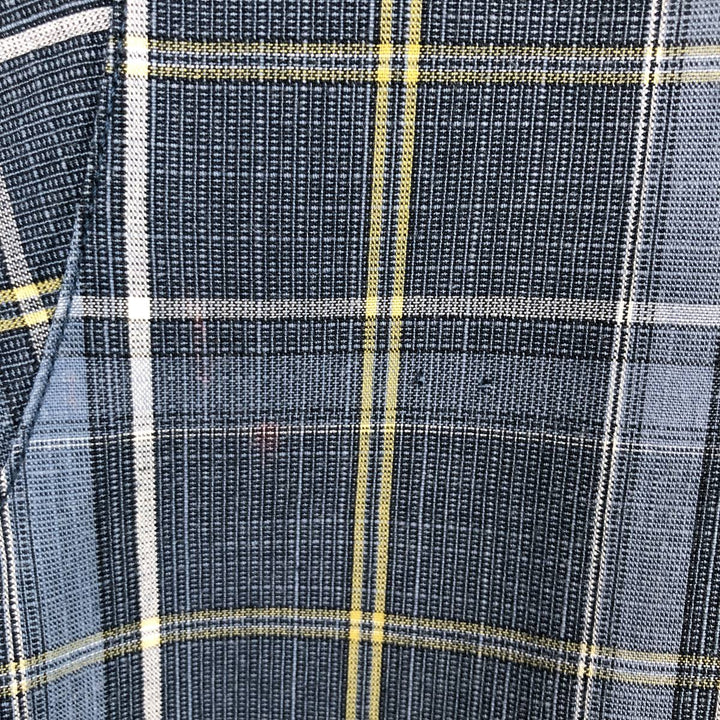 Columbia Short-Sleeve Cotton Check Shirt, Men's Size XL (approx.) cotton navy blue type Vintage Second Hand