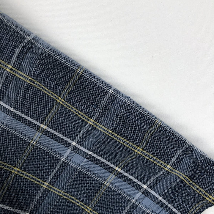Columbia Short-Sleeve Cotton Check Shirt, Men's Size XL (approx.) cotton navy blue type Vintage Second Hand