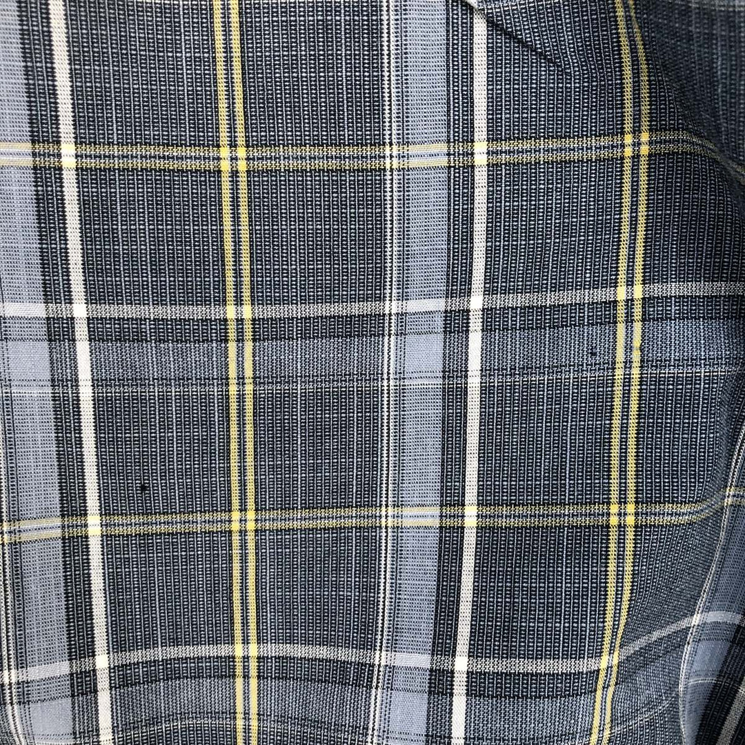 Columbia Short-Sleeve Cotton Check Shirt, Men's Size XL (approx.) cotton navy blue type Vintage Second Hand