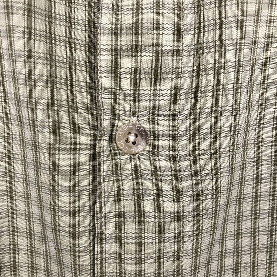 Columbia Short-Sleeve Cotton Check Shirt, Men's Size XL (approx.) cotton Khaki type beige Vintage Second Hand