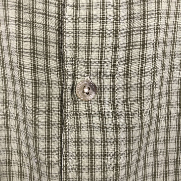 Columbia Short-Sleeve Cotton Check Shirt, Men's Size XL (approx.) cotton Khaki type beige Vintage Second Hand