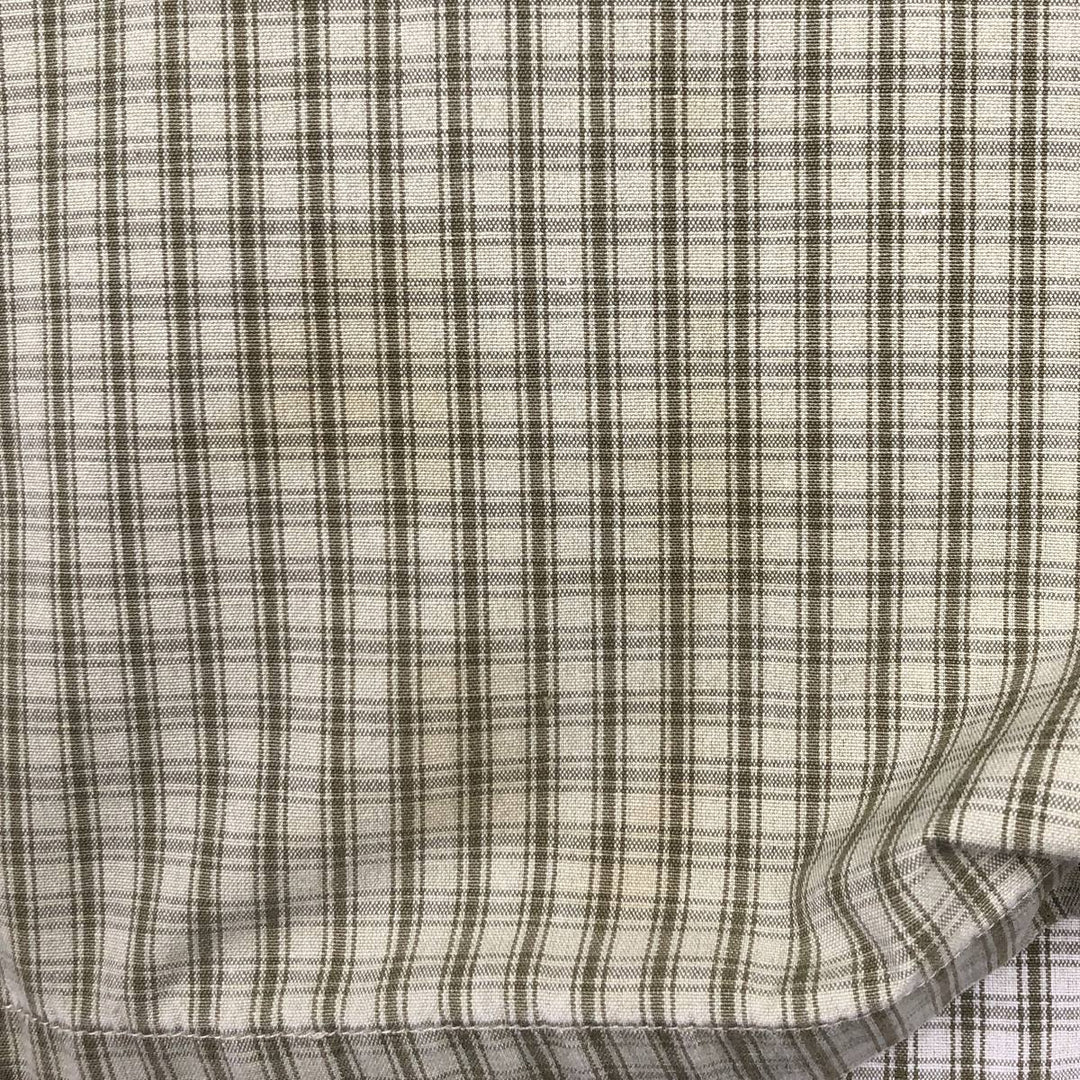 Columbia Short-Sleeve Cotton Check Shirt, Men's Size XL (approx.) cotton Khaki type beige Vintage Second Hand