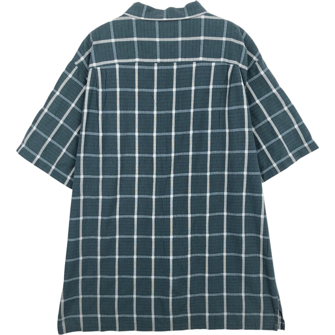 Columbia Short-Sleeve Cotton Check Shirt, Men's Size XL (approx.) cotton green type Vintage Second Hand
