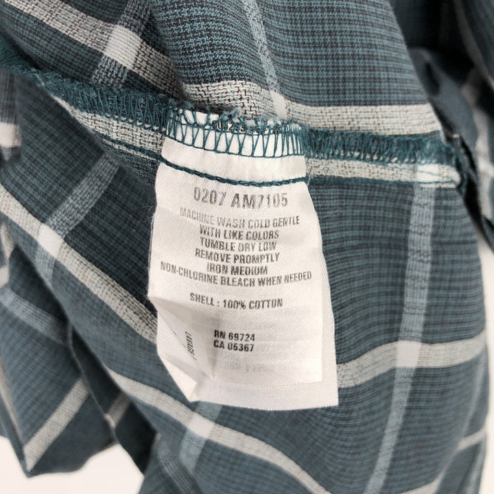Columbia Short-Sleeve Cotton Check Shirt, Men's Size XL (approx.) cotton green type Vintage Second Hand