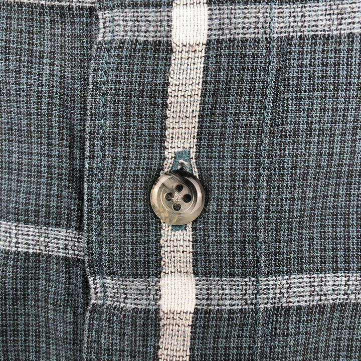 Columbia Short-Sleeve Cotton Check Shirt, Men's Size XL (approx.) cotton green type Vintage Second Hand