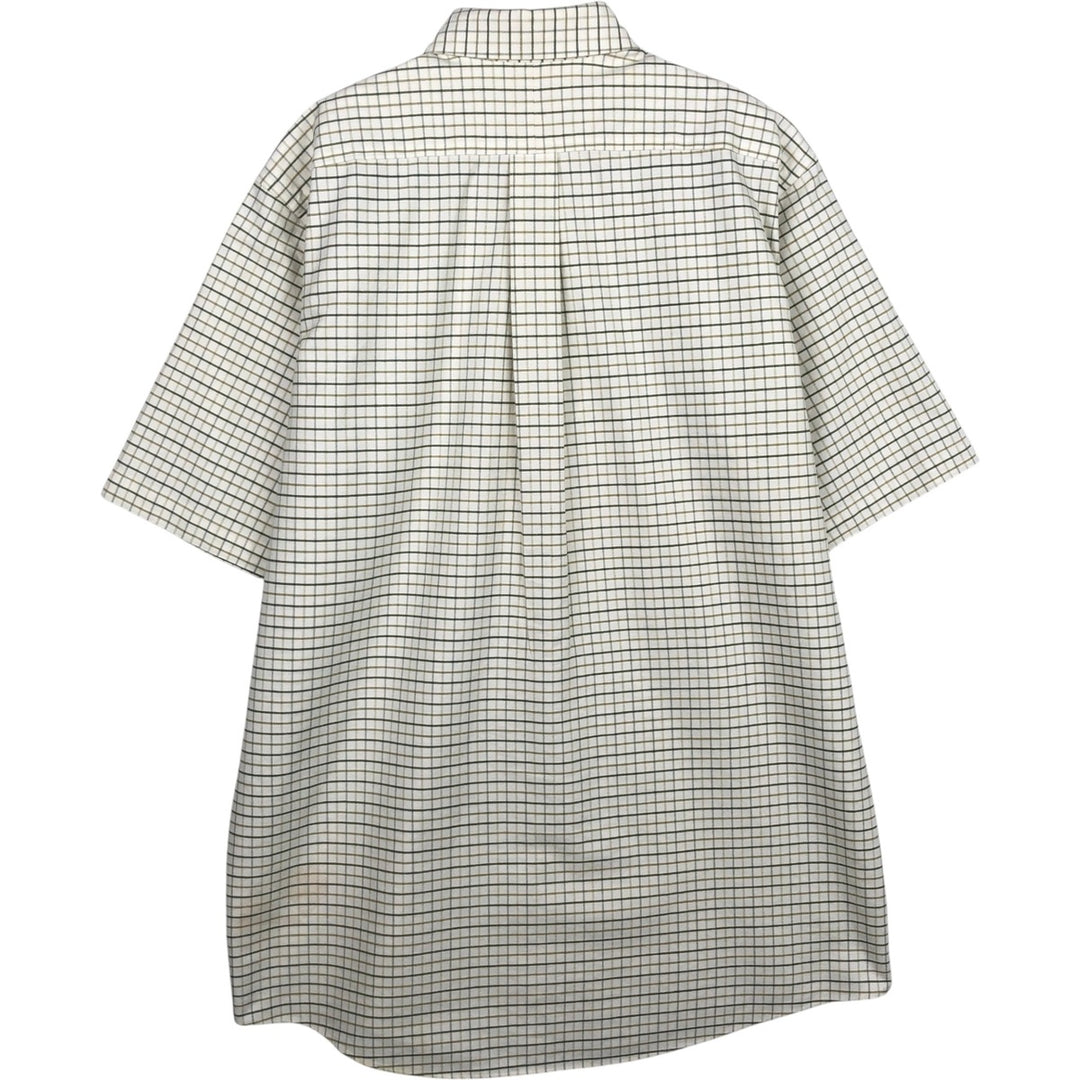 LLBean Short Sleeve Button-Down Check Shirt, Men's Size L cotton white type Vintage Second Hand