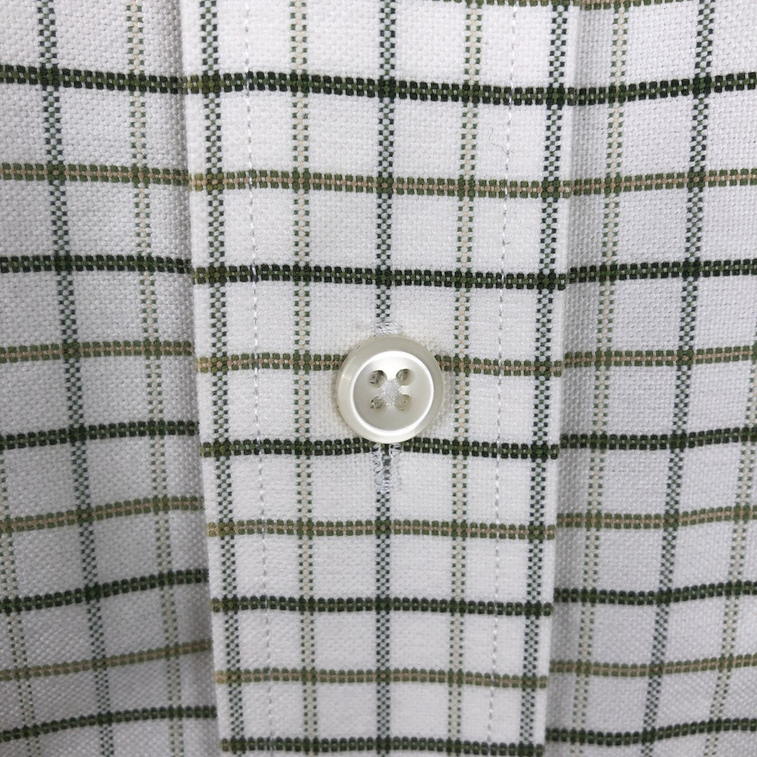 LLBean Short Sleeve Button-Down Check Shirt, Men's Size L cotton white type Vintage Second Hand