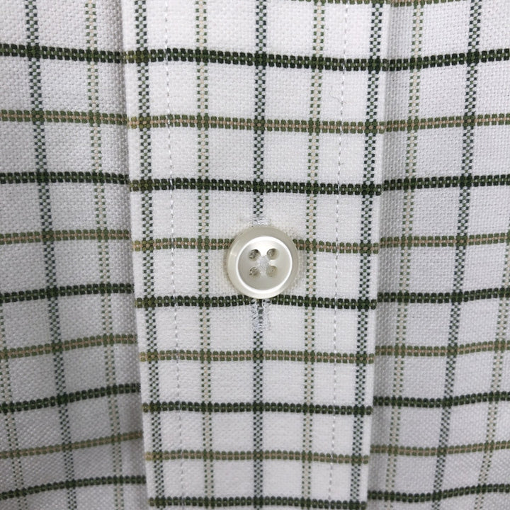 LLBean Short Sleeve Button-Down Check Shirt, Men's Size L cotton white type Vintage Second Hand