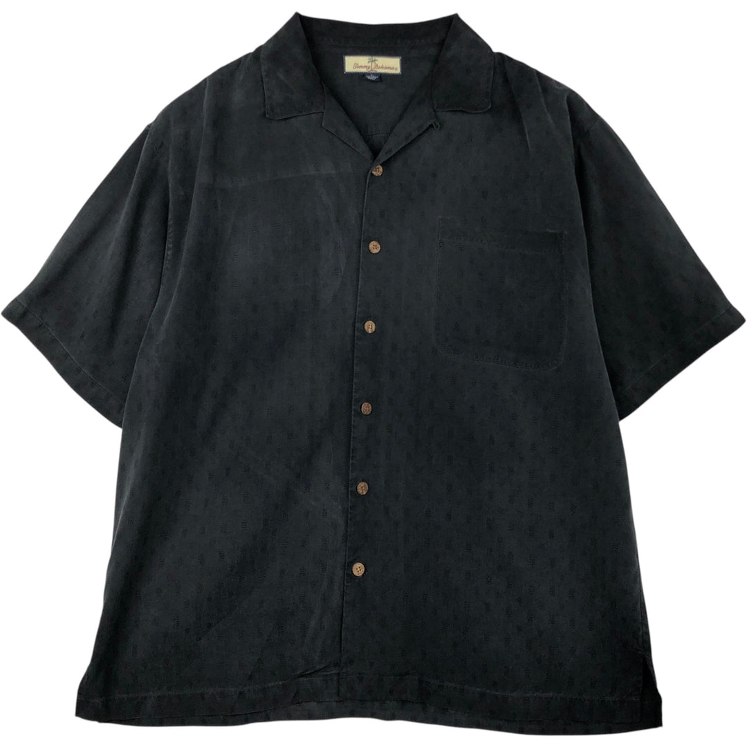 Tommy Bahama short sleeve open collar silk shirt, men's size L silk black type Vintage Second Hand