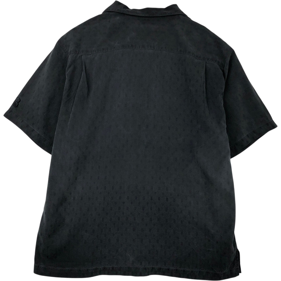 Tommy Bahama short sleeve open collar silk shirt, men's size L silk black type Vintage Second Hand