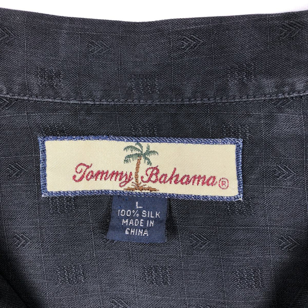 Tommy Bahama short sleeve open collar silk shirt, men's size L silk black type Vintage Second Hand