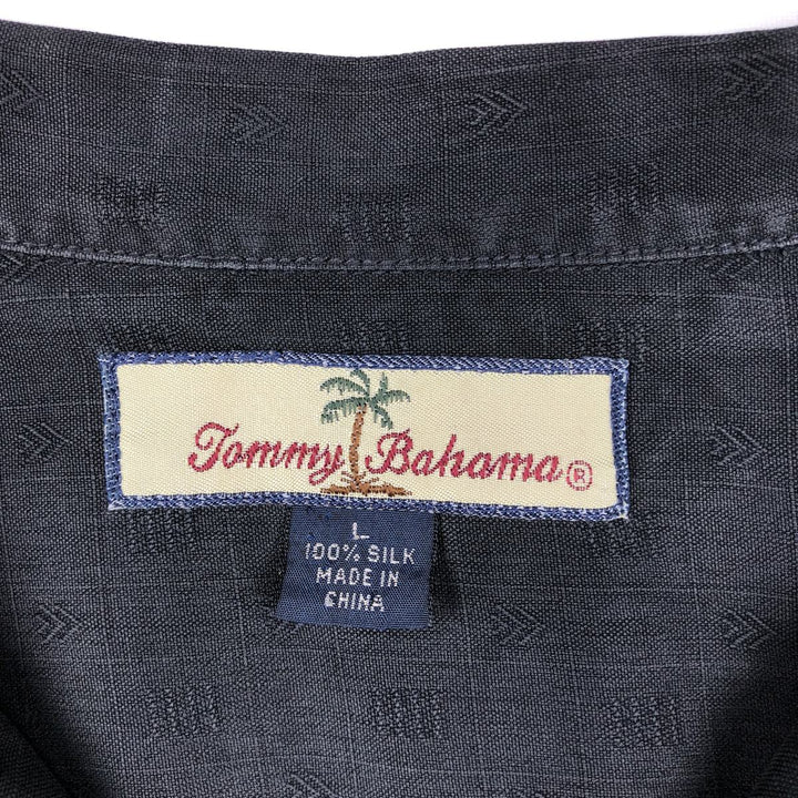 Tommy Bahama short sleeve open collar silk shirt, men's size L silk black type Vintage Second Hand
