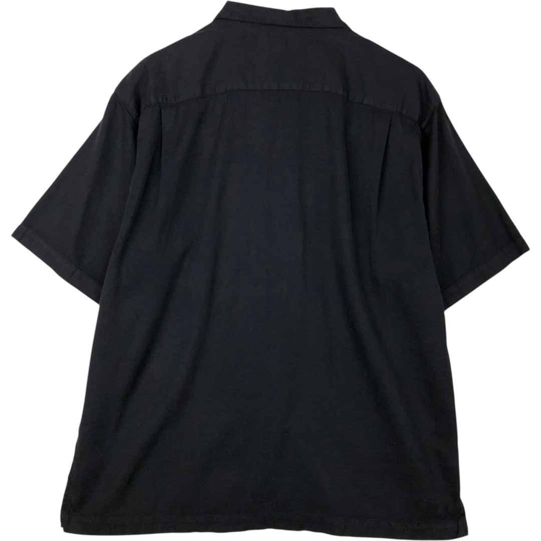 Tommy Bahama short sleeve open collar silk shirt, men's size L cotton black type Vintage Second Hand