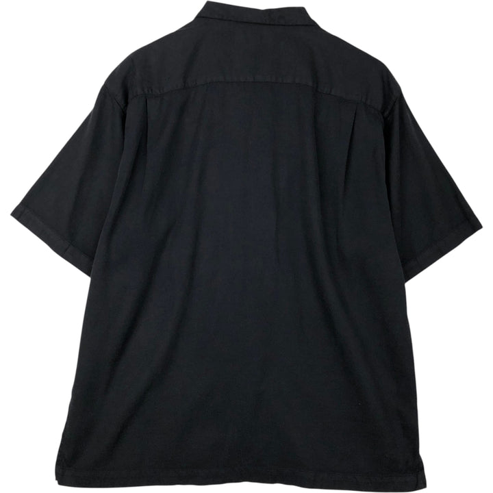 Tommy Bahama short sleeve open collar silk shirt, men's size L cotton black type Vintage Second Hand