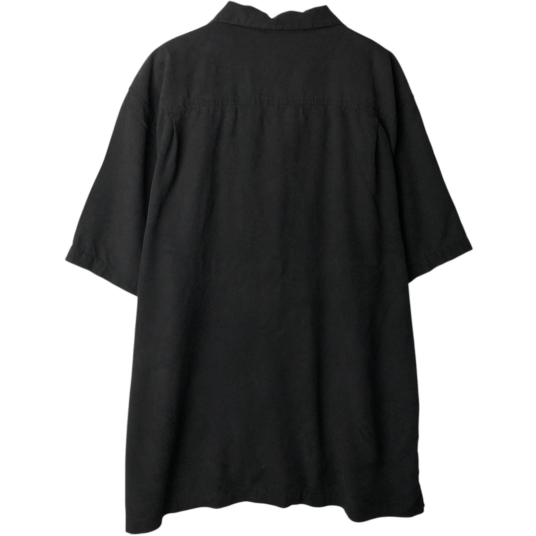 Tommy Bahama short sleeve open collar silk shirt, box shirt, men's XL size silk black type Vintage Second Hand