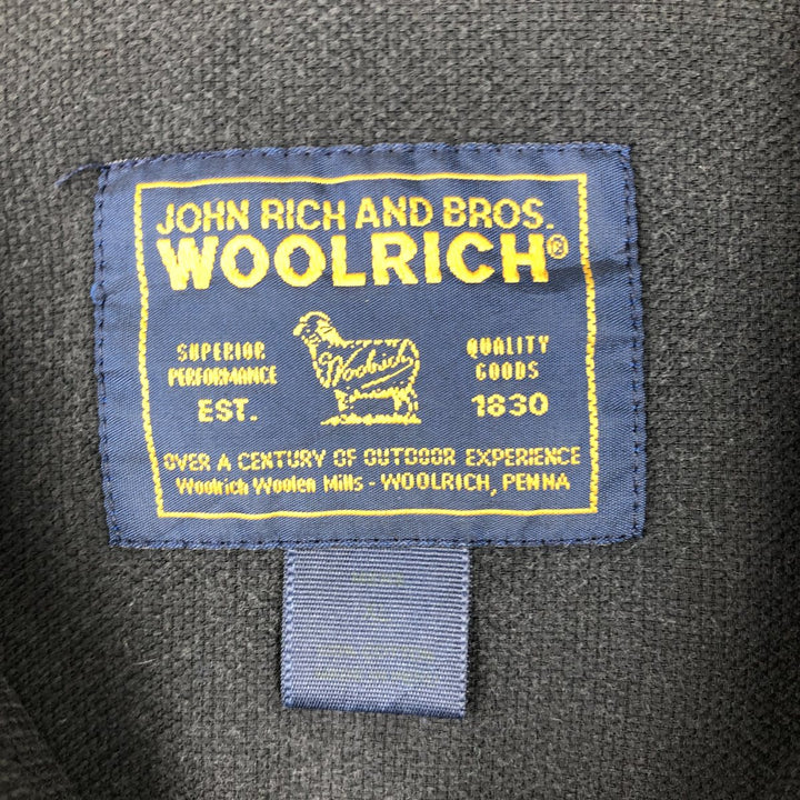 1990'S Woolrich Short-Sleeve Open-Collar Silk Shirt, Men's Size XL (Equivalent), Vintage cotton black type Vintage Second Hand