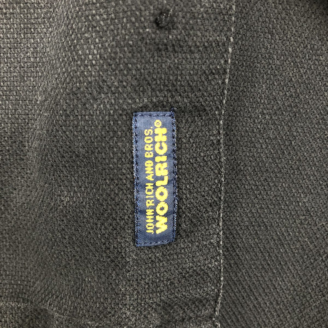 1990'S Woolrich Short-Sleeve Open-Collar Silk Shirt, Men's Size XL (Equivalent), Vintage cotton black type Vintage Second Hand