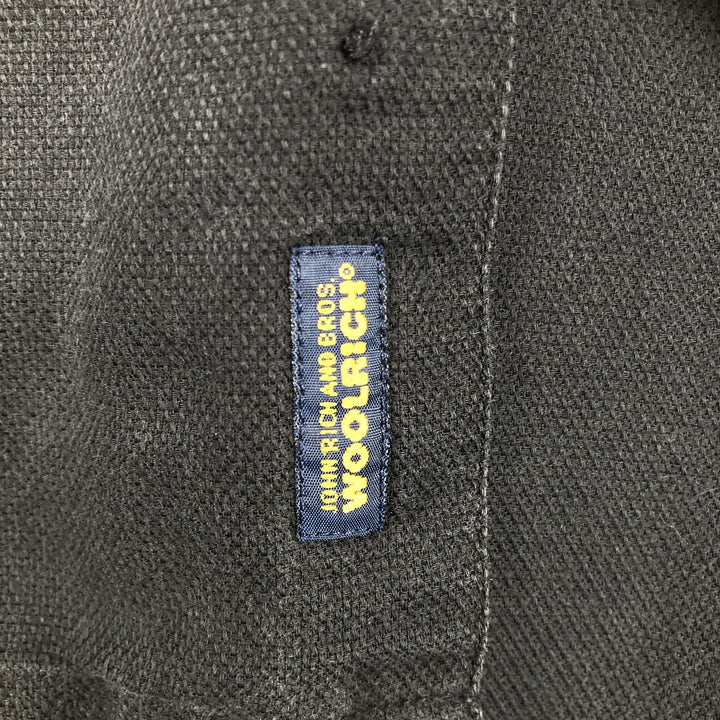 1990'S Woolrich Short-Sleeve Open-Collar Silk Shirt, Men's Size XL (Equivalent), Vintage cotton black type Vintage Second Hand