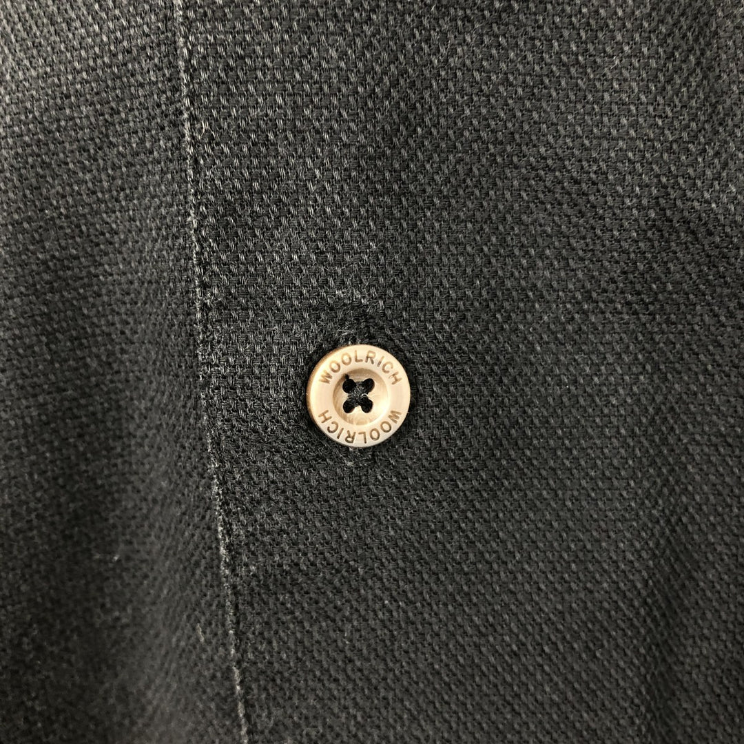1990'S Woolrich Short-Sleeve Open-Collar Silk Shirt, Men's Size XL (Equivalent), Vintage cotton black type Vintage Second Hand