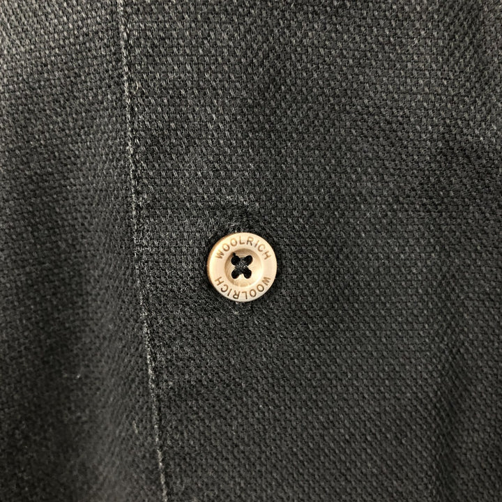 1990'S Woolrich Short-Sleeve Open-Collar Silk Shirt, Men's Size XL (Equivalent), Vintage cotton black type Vintage Second Hand