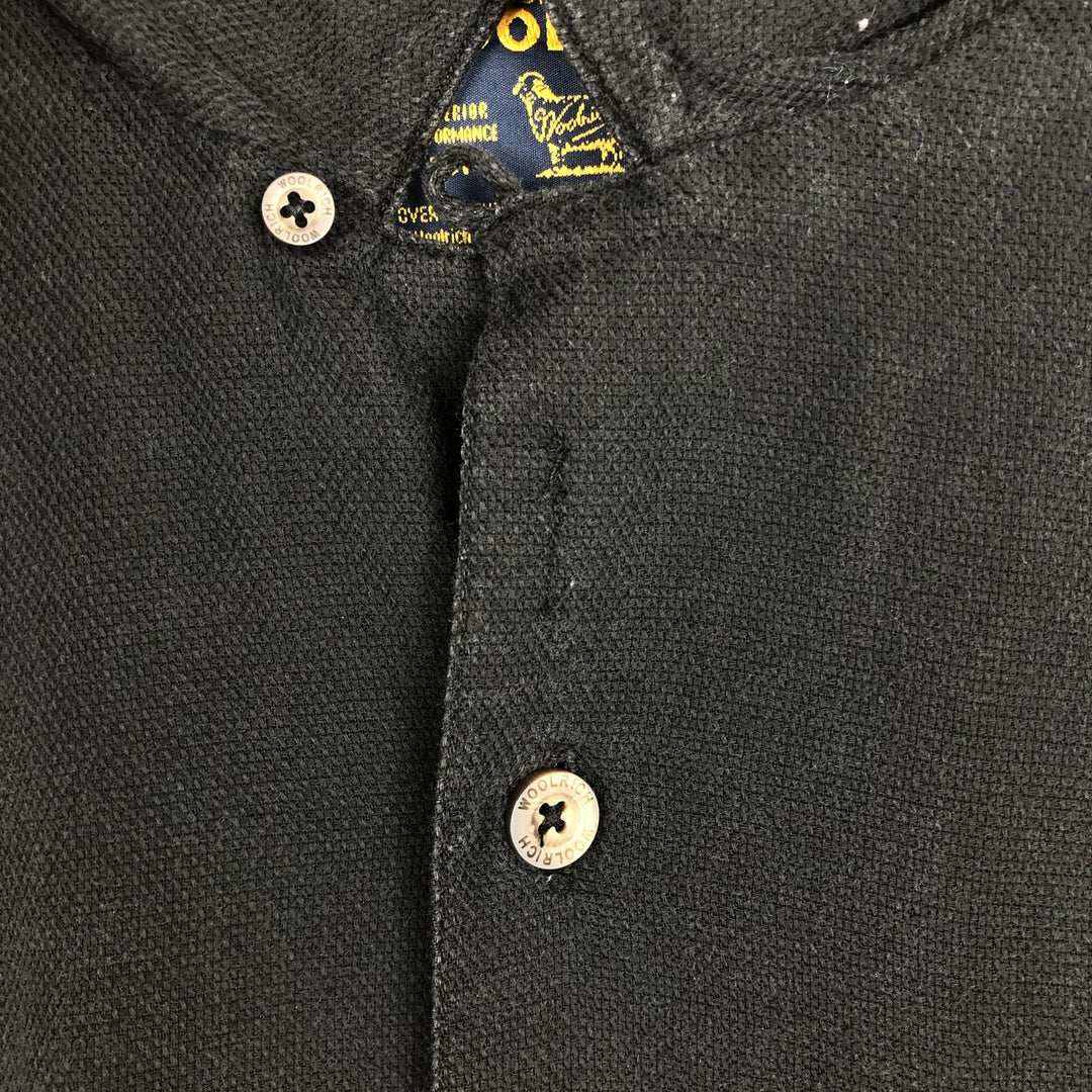 1990'S Woolrich Short-Sleeve Open-Collar Silk Shirt, Men's Size XL (Equivalent), Vintage cotton black type Vintage Second Hand