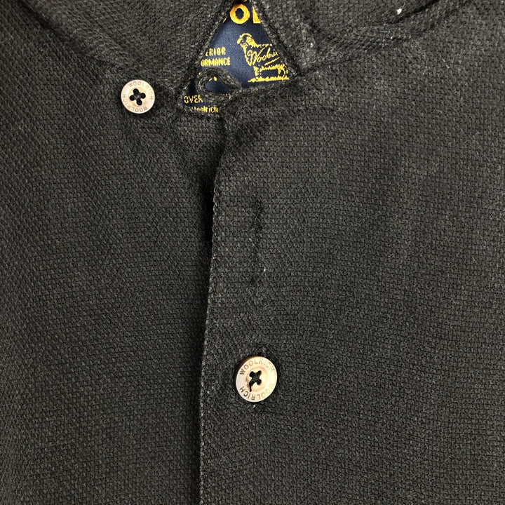 1990'S Woolrich Short-Sleeve Open-Collar Silk Shirt, Men's Size XL (Equivalent), Vintage cotton black type Vintage Second Hand