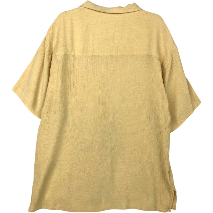 MICHAEL BRANDON Short-Sleeve Open-Collar Rayon Shirt, Made in USA, Men's Size M (approx.) Rayon yellow type Vintage Second Hand