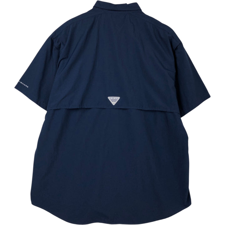 Columbia PFG OMNI-SHADE Omni-Shade Button-Down Short Sleeve Fishing Shirt Men's XL Nylon navy blue type Vintage Second Hand