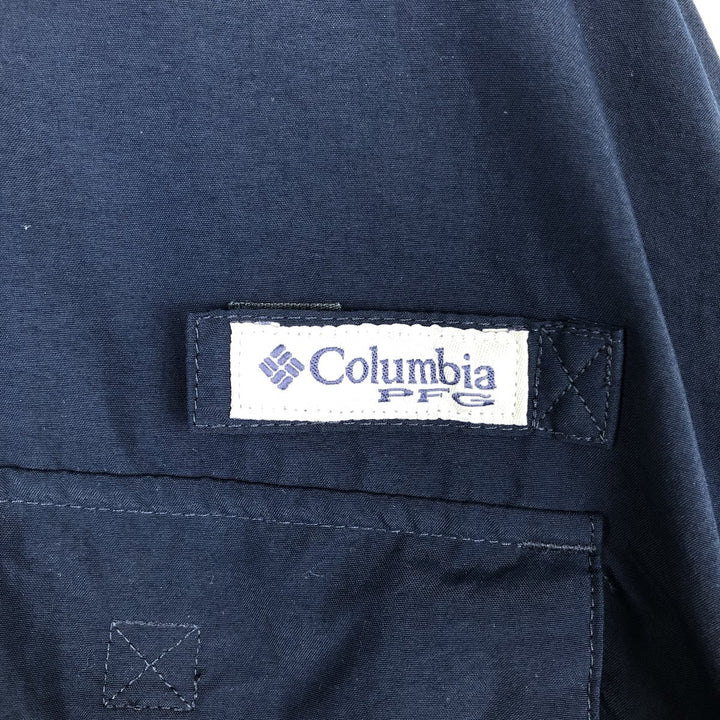 Columbia PFG OMNI-SHADE Omni-Shade Button-Down Short Sleeve Fishing Shirt Men's XL Nylon navy blue type Vintage Second Hand
