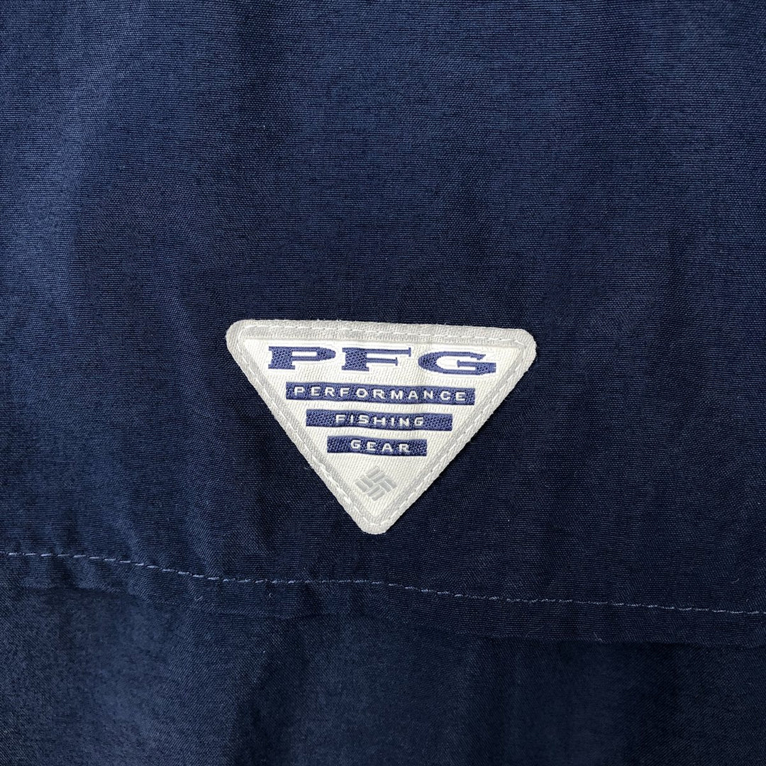 Columbia PFG OMNI-SHADE Omni-Shade Button-Down Short Sleeve Fishing Shirt Men's XL Nylon navy blue type Vintage Second Hand