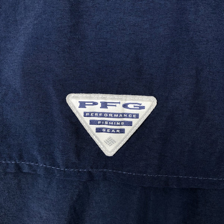 Columbia PFG OMNI-SHADE Omni-Shade Button-Down Short Sleeve Fishing Shirt Men's XL Nylon navy blue type Vintage Second Hand