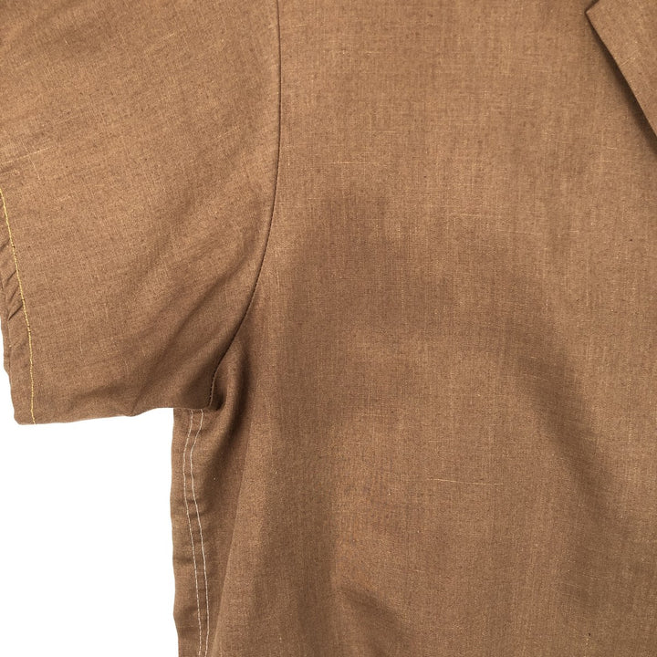 MOHAWK Short-Sleeve Open-Collar Cotton/Poly Shirt, Boxy Fit, Men's Size M polyester brown type Vintage Second Hand